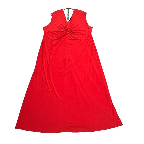 Tiana B Plus Size 3X Red Sleeveless Twist Front Maxi Dress Women's Made in USA - Picture 1 of 9